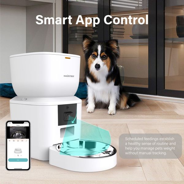 Kameralı Akıllı Kedi Köpek Otomatik Mama Kabı, Tuya App-Wifi Uzaktan Kontrol, Sesle Çağırma, 480P Kamera, 4lt Hazne, Metal Kase