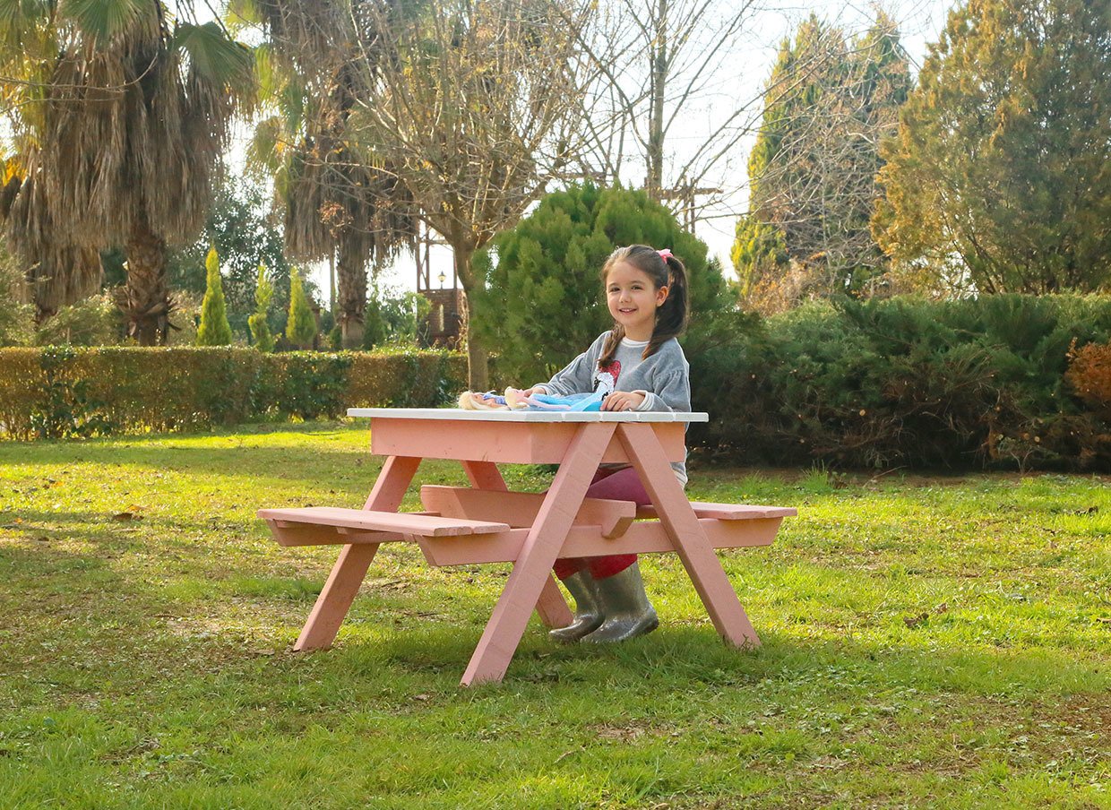 “MANDU” Ahşap Çocuk Piknik Masası (Kum havuzlu)