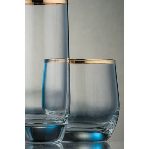 Kcd Bolero Altın Kesme El Dekor Yaldızlı 6 Adet Desenli Su Bardağı Takımı