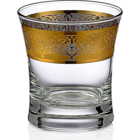 Kcd Gülistan Altın Kesme El Dekor Yaldızlı 6 Adet Desenli Su Bardağı Takımı