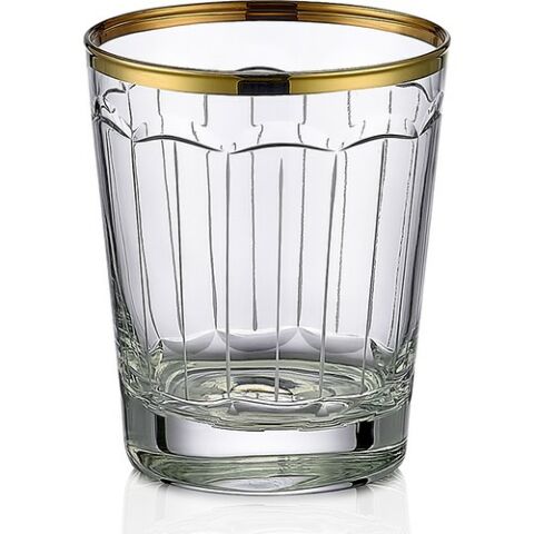 Kcd Zerafet Altın Kesme El Dekor Yaldızlı 6 Adet Desenli Su Bardağı Takımı