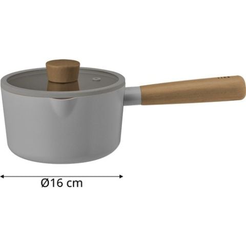 Neoflam Fika Alüminyum Döküm Süt Tavası Cam Kapaklı Gri 16CM D-NEOG216