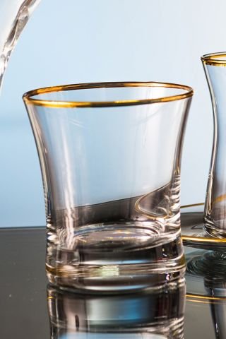 Kcd Soprano Altın Kesme El Dekor Yaldızlı 6 Adet Desenli Su Bardağı Takımı