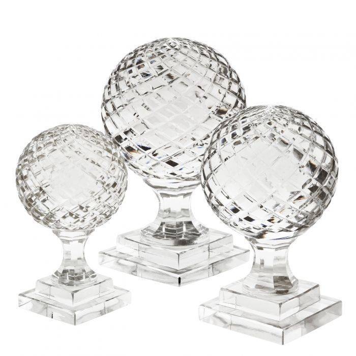 Object arabesque set of 3  10.8x10.8x23.5 - 9x9x18.5 - 7x7.5x16.5 cm | 3'lü Set Kristal Küre Obje