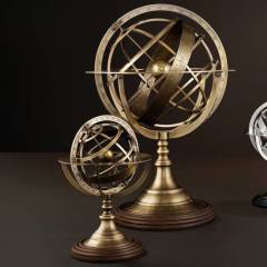 Globe brass S 16x29 cm | Dekoratif Pirinç Dünya Obje