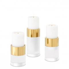 Candle Holder Sierra gold crystal set of 3 12x25 - 12x20 - 12x16 cm | 3'lü Set Kristal Gold Mumluk - Şamdan