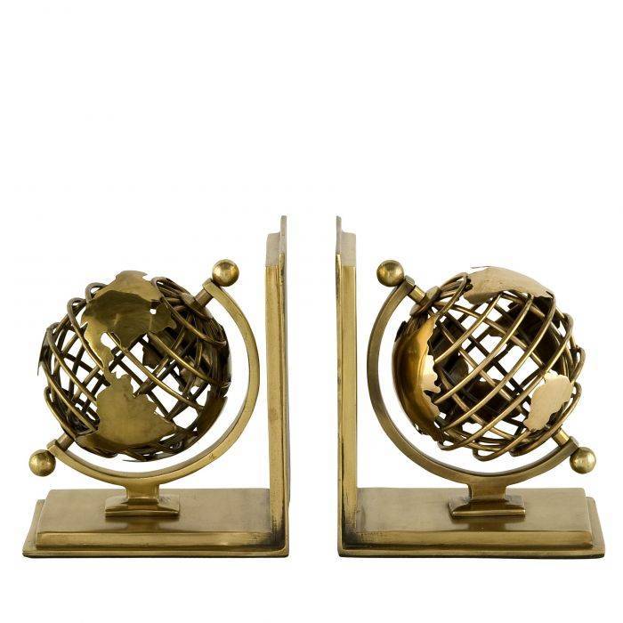 Bookend globe brass set of 2 18x12x20 cm | | Kitap Tutucu