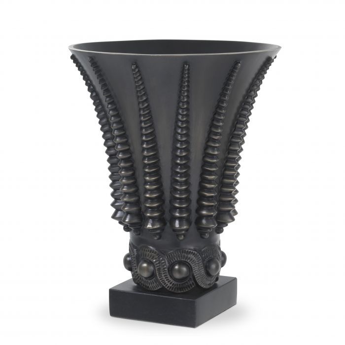 Vase coral bronze highlight finish | granite base ø22xh.28 cm | Döküm Vazo