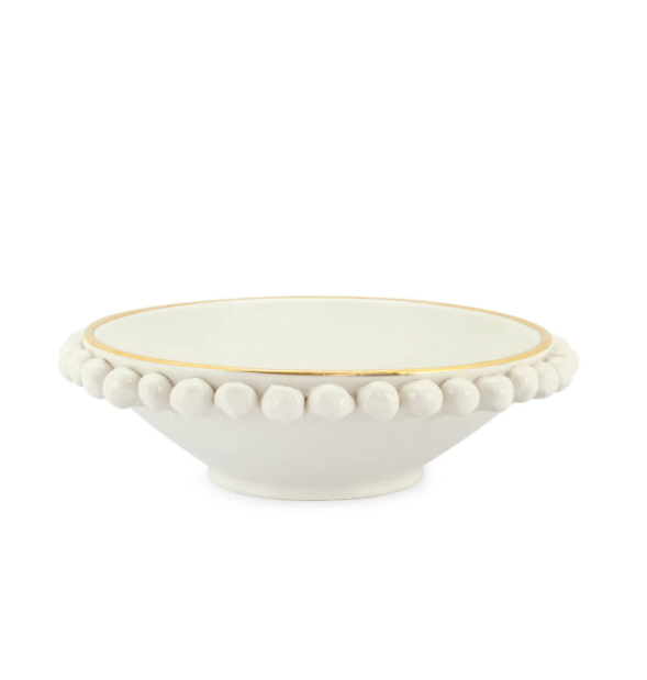 Handmade ceramic bowl white gold impero 29x8 cm | Vazo - Meyvelik