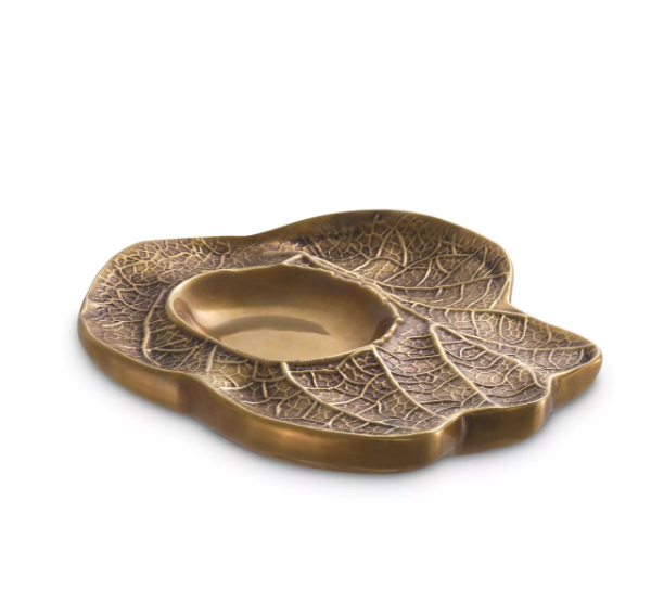 Bowl Clemence vintage brass finish 23x20 cm h:3 cm | Pirinç Dekoratif Obje