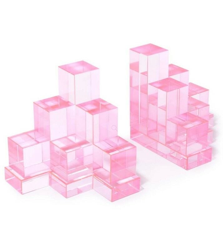 Mookend Steps Pink Set of 2 13x13x4 cm | Kristal Kitap Tutucu