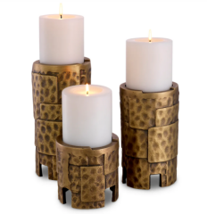 Candle Holder Laurentios Vintage Brass Finish Set Of 3 | Mumluk