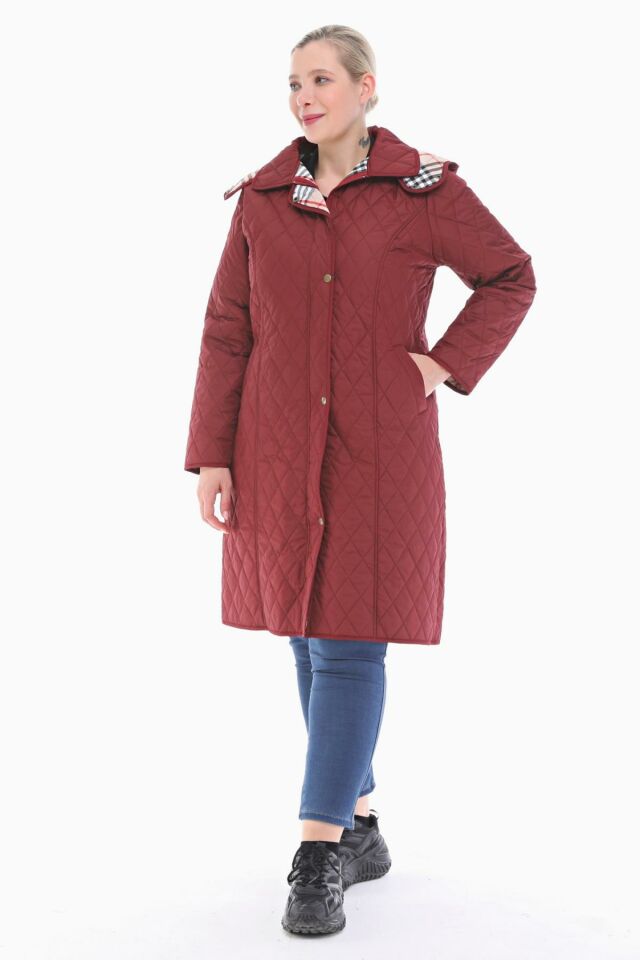 EKOSE 105 CM BORDO MEVSİMLİK KAPİTONE MONT