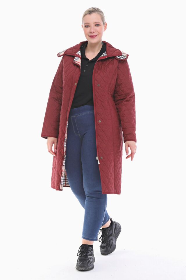 EKOSE 105 CM BORDO MEVSİMLİK KAPİTONE MONT