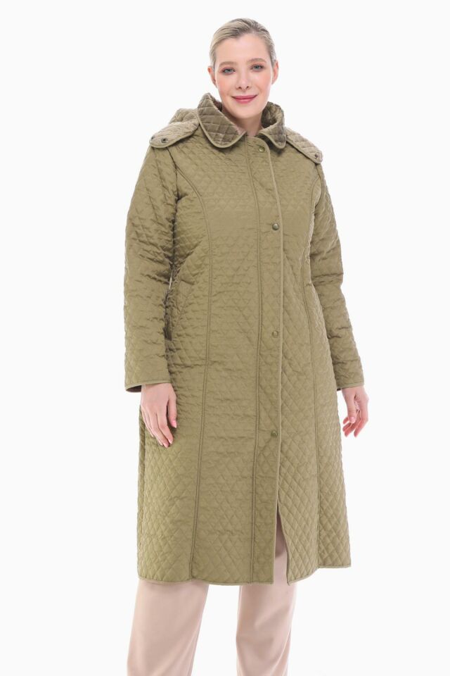 KAPÜŞONLU VİZON 120 CM KAPİTONE KABAN