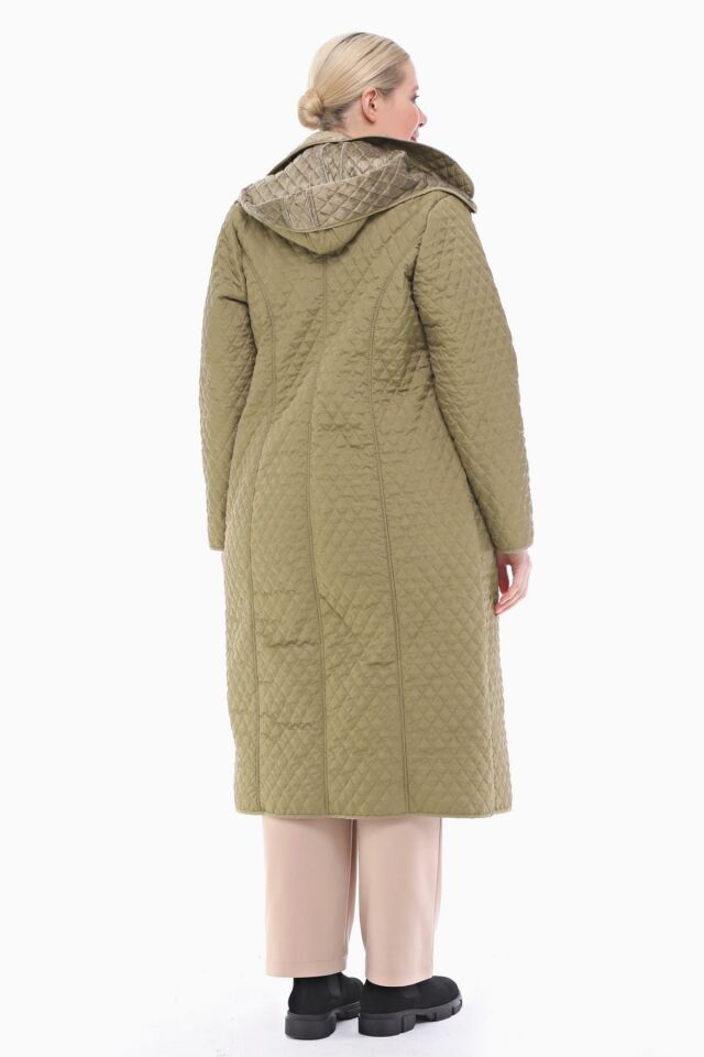 KAPÜŞONLU VİZON 120 CM KAPİTONE KABAN