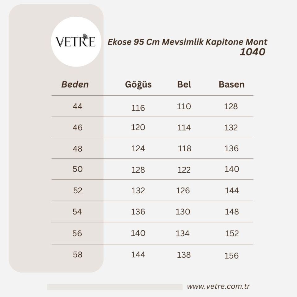 EKOSE 95 CM AÇIK BEJ MEVSİMLİK KAPİTONE MONT