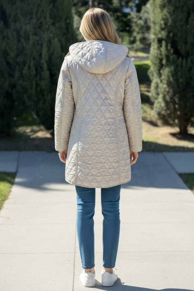 EKOSE 95 CM AÇIK BEJ MEVSİMLİK KAPİTONE MONT