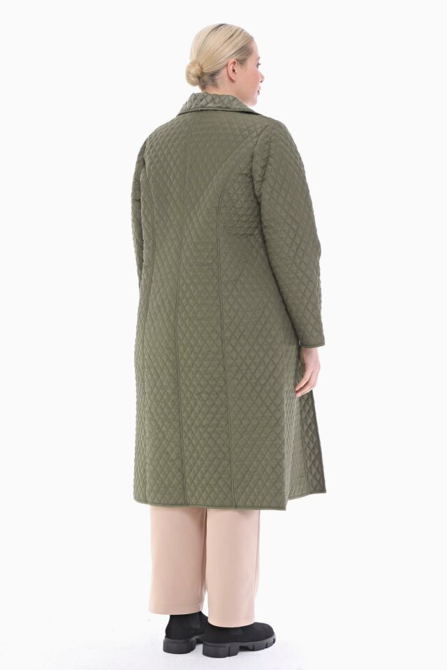 KAPÜŞONLU HAKİ 120 CM KAPİTONE KABAN