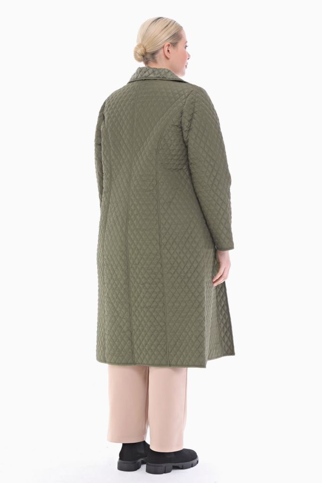 KAPÜŞONLU HAKİ 120 CM KAPİTONE KABAN