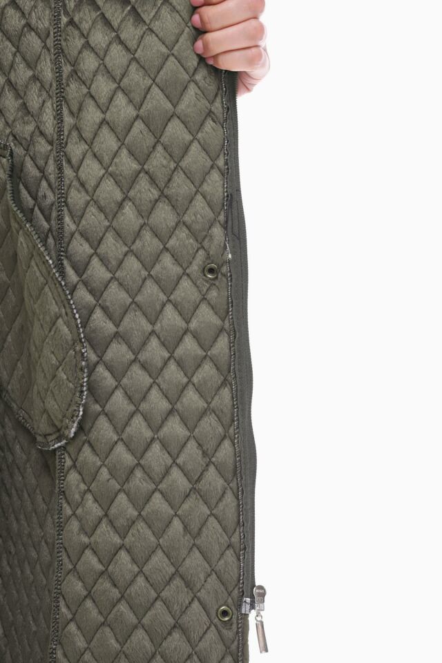 KAPÜŞONLU HAKİ 120 CM KAPİTONE KABAN