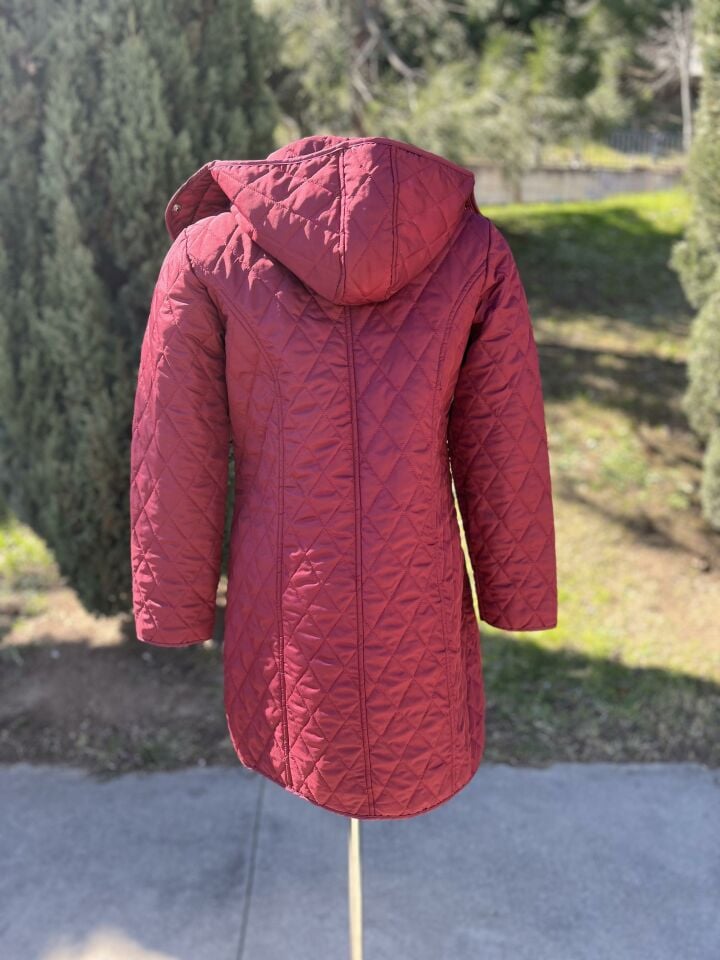 EKOSE 95 CM BORDO MEVSİMLİK KAPİTONE MONT