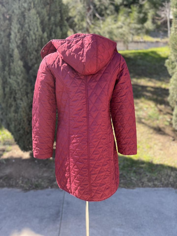 EKOSE 95 CM BORDO MEVSİMLİK KAPİTONE MONT