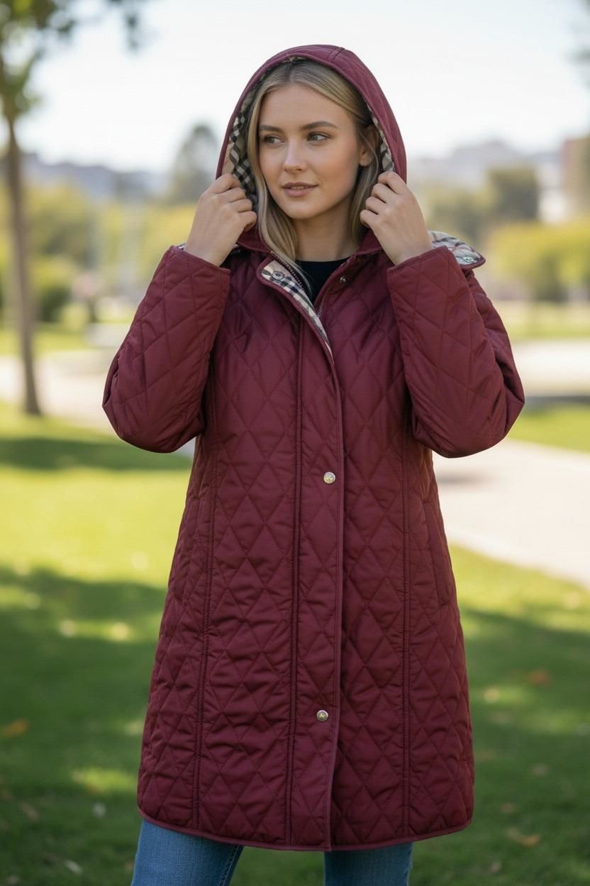 EKOSE 95 CM BORDO MEVSİMLİK KAPİTONE MONT