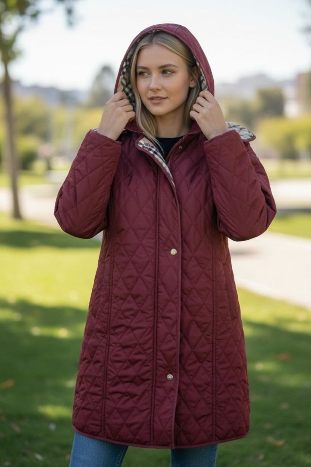 EKOSE 95 CM BORDO MEVSİMLİK KAPİTONE MONT