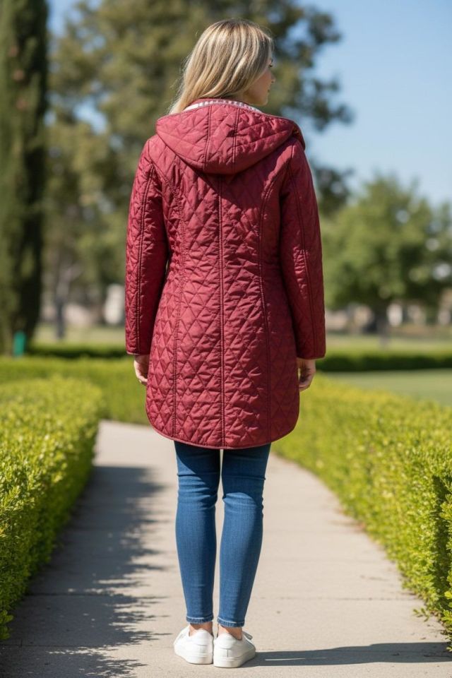 EKOSE 95 CM BORDO MEVSİMLİK KAPİTONE MONT