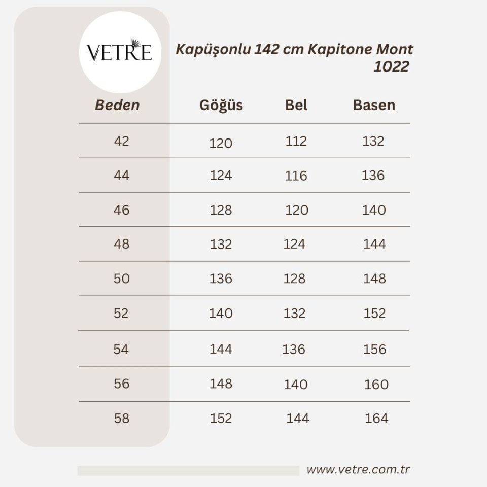 KAPÜŞONLU VİZON 142 CM KAPİTONE KABAN