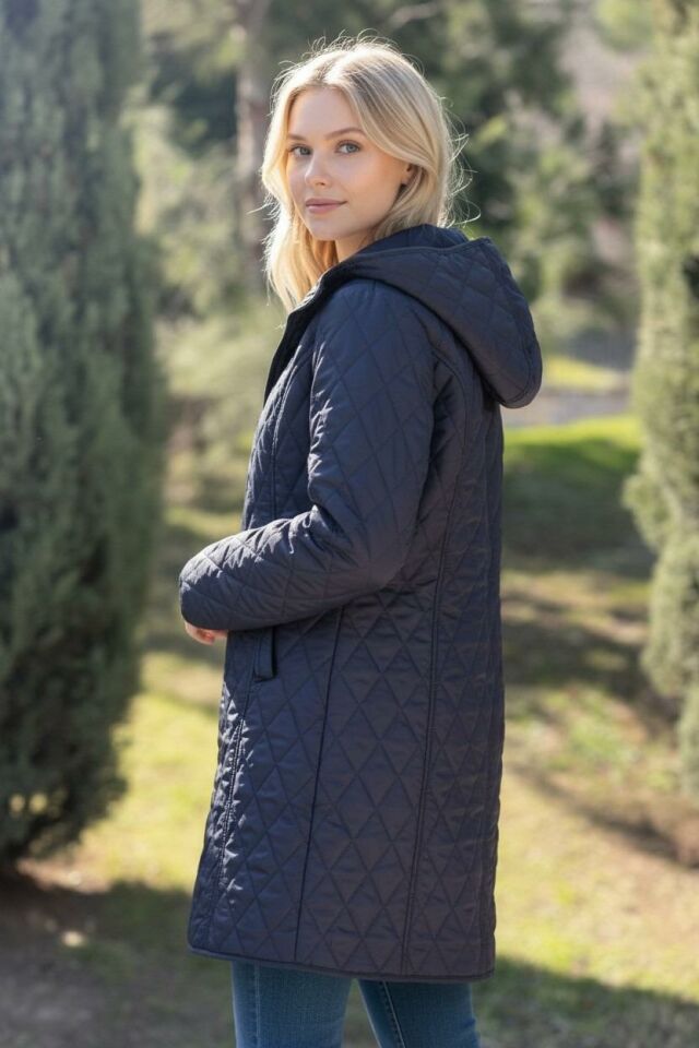 EKOSE 95 CM LACİVERT MEVSİMLİK KAPİTONE MONT