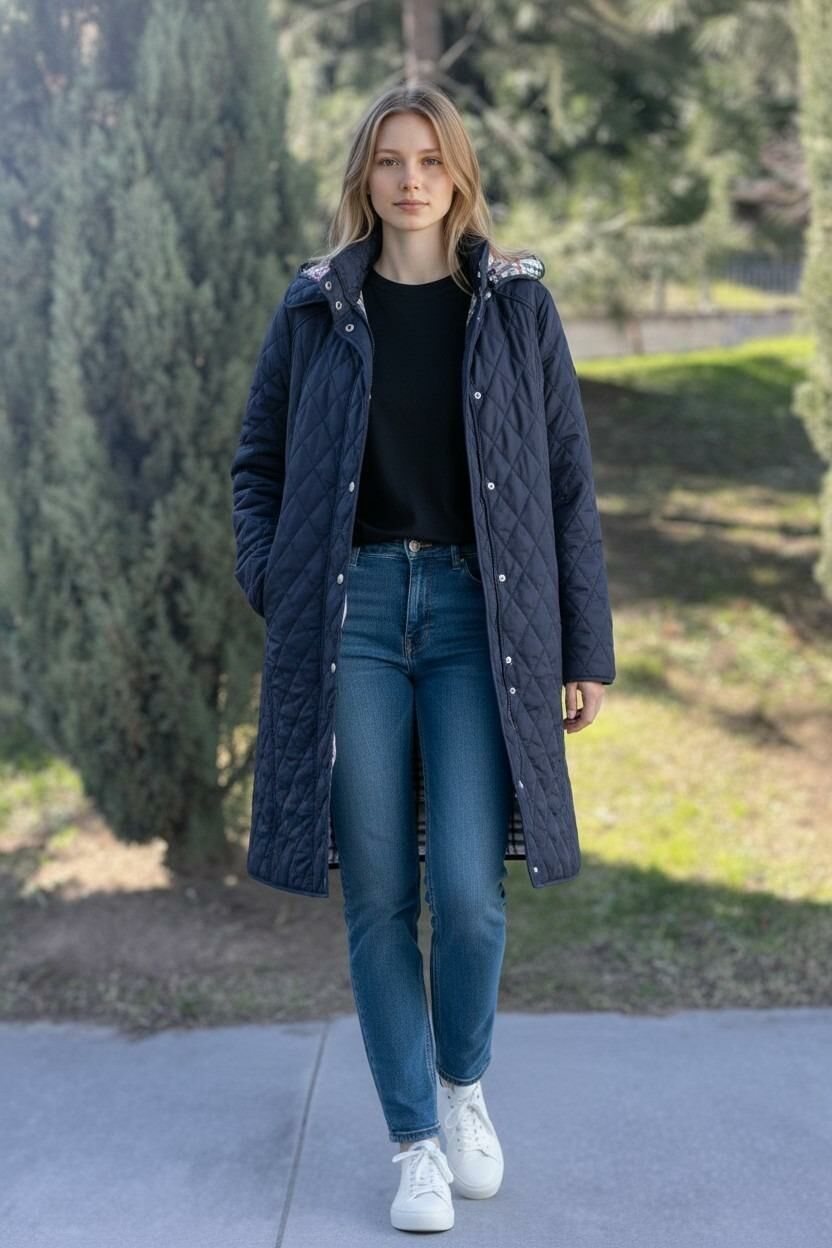 EKOSE 95 CM LACİVERT MEVSİMLİK KAPİTONE MONT