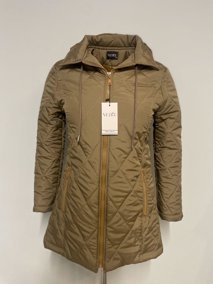 Vetre Kapüşonlu Vizon Baklava Desen Mont