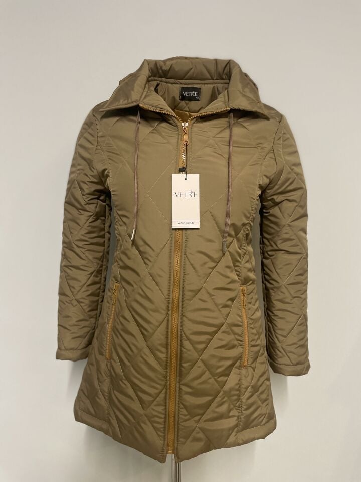 Vetre Kapüşonlu Vizon Baklava Desen Mont