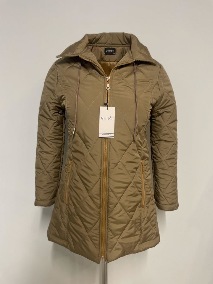 Vetre Kapüşonlu Vizon Baklava Desen Mont