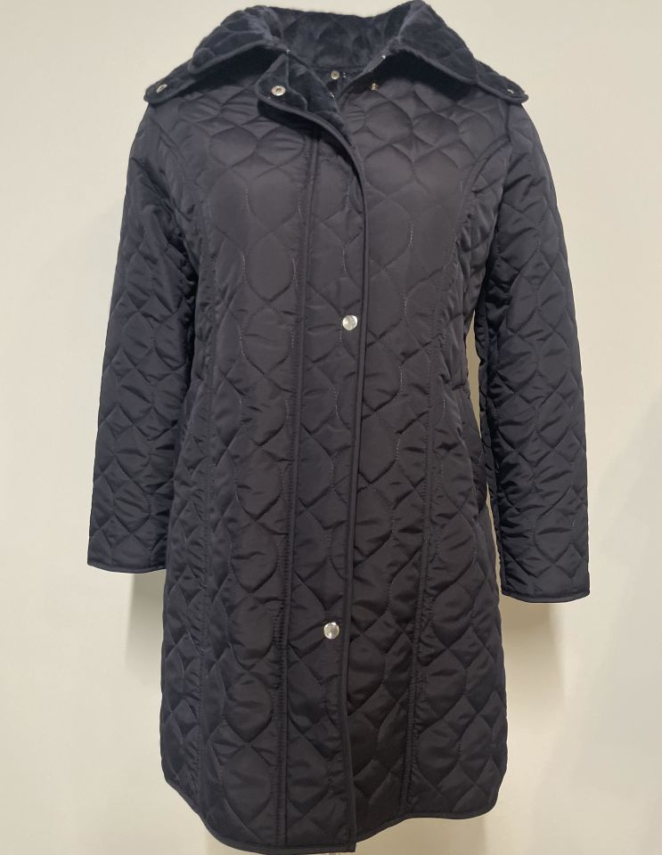 VETRE LACİVERT 95 CM SOĞAN DESEN KAPİTONE MONT