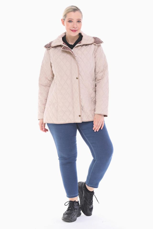 EKOSE 75 CM AÇIK BEJ MEVSİMLİK KAPİTONE MONT