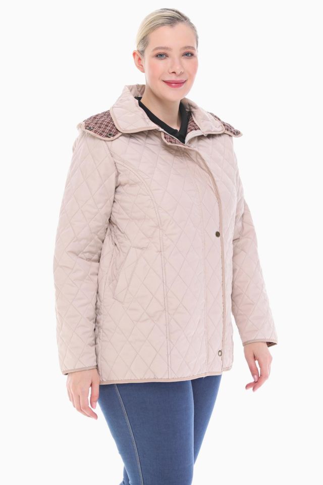 EKOSE 75 CM AÇIK BEJ MEVSİMLİK KAPİTONE MONT