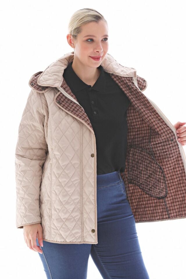 EKOSE 75 CM AÇIK BEJ MEVSİMLİK KAPİTONE MONT