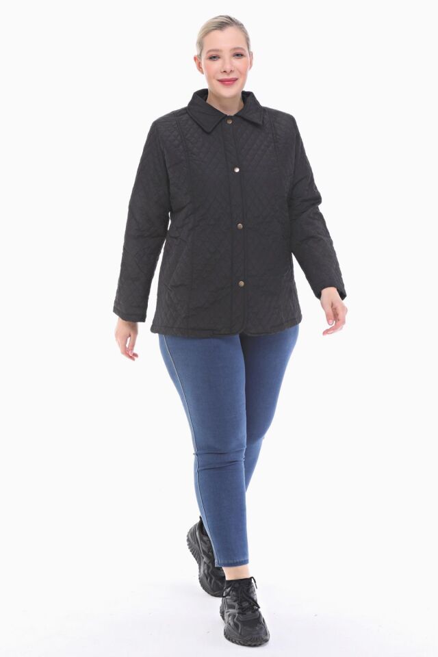 POLO YAKA SİYAH MEVSİMLİK KAPİTONE MONT