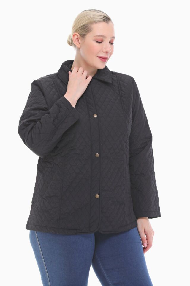 POLO YAKA SİYAH MEVSİMLİK KAPİTONE MONT