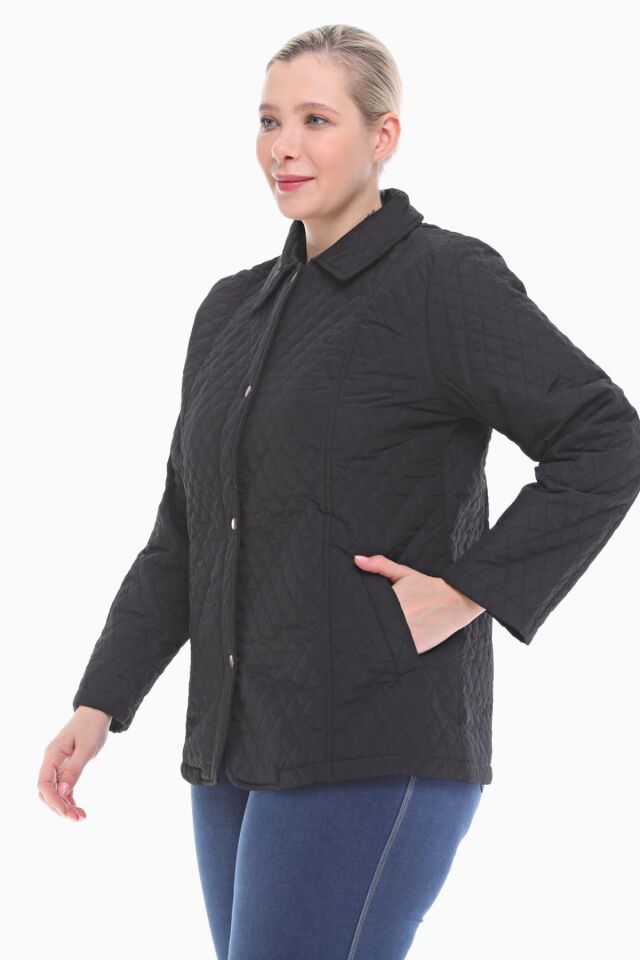 POLO YAKA SİYAH MEVSİMLİK KAPİTONE MONT