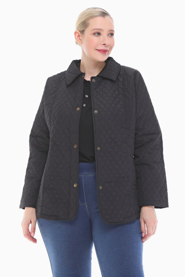 POLO YAKA SİYAH MEVSİMLİK KAPİTONE MONT