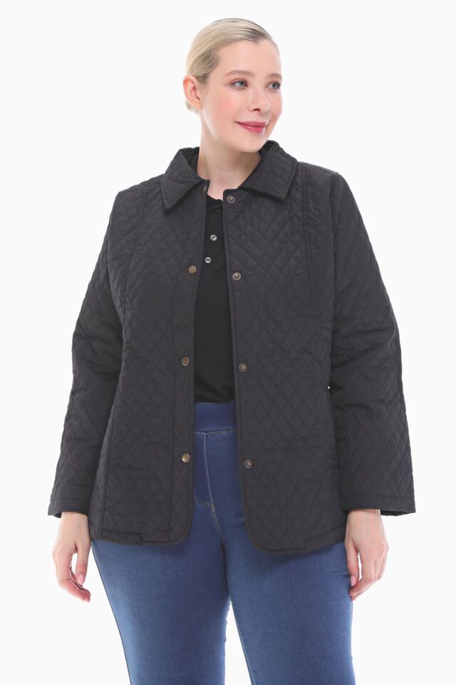 POLO YAKA SİYAH MEVSİMLİK KAPİTONE MONT