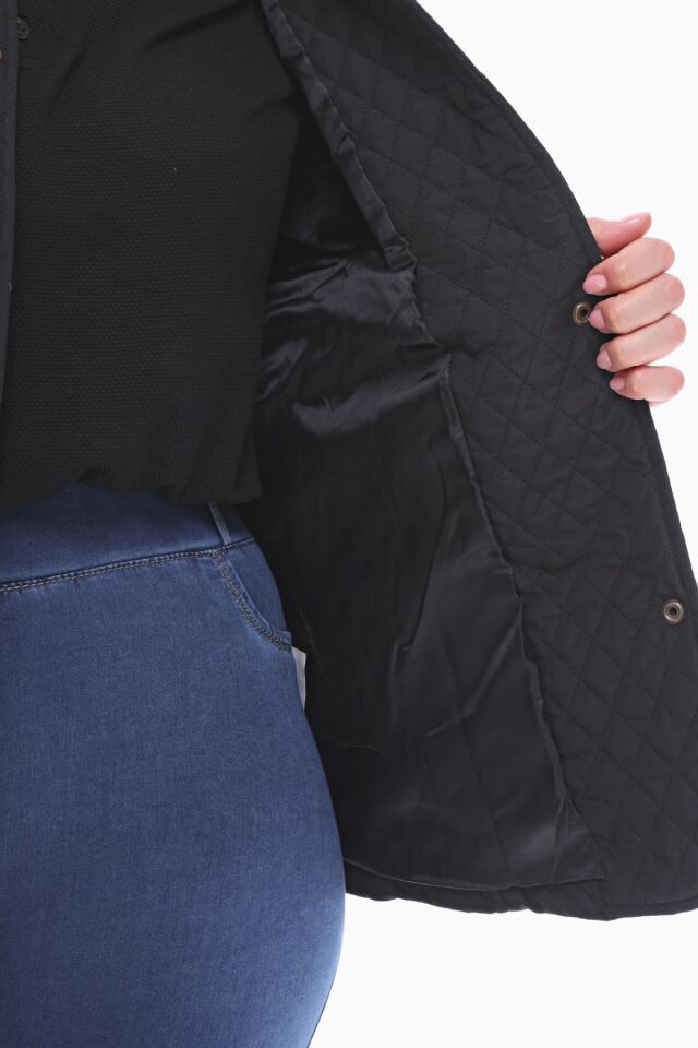 POLO YAKA SİYAH MEVSİMLİK KAPİTONE MONT