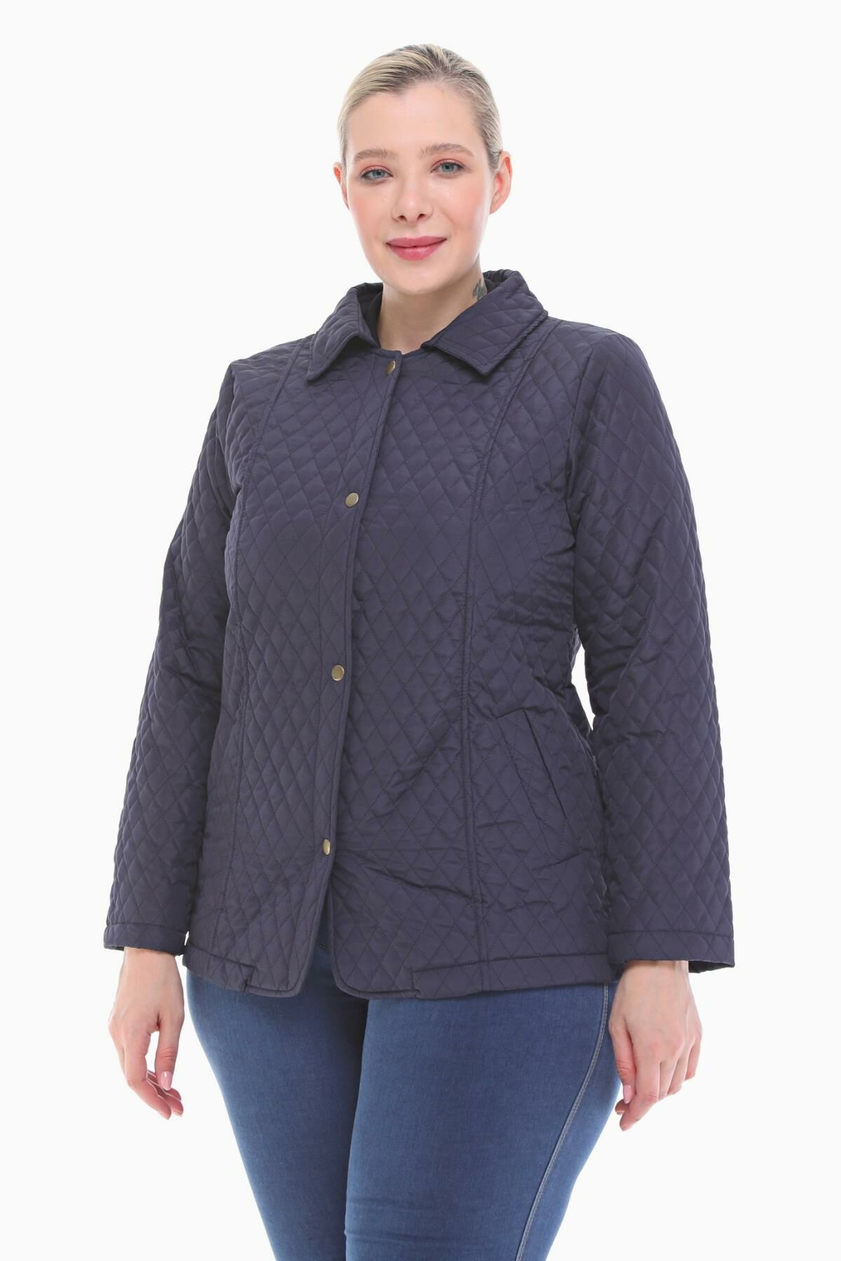 POLO YAKA LACİVERT MEVSİMLİK KAPİTONE MONT