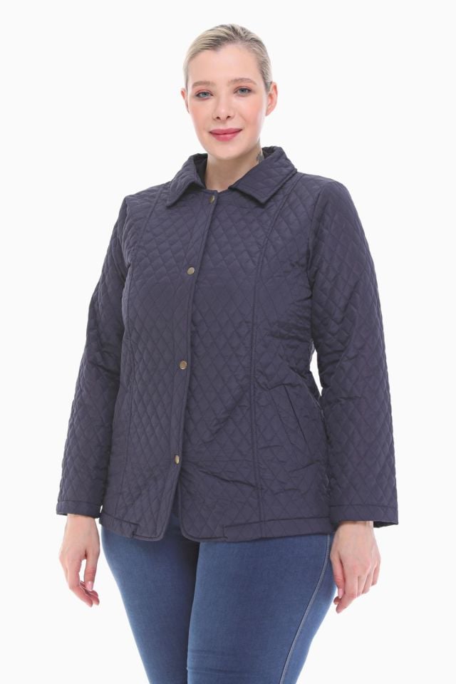 POLO YAKA LACİVERT MEVSİMLİK KAPİTONE MONT