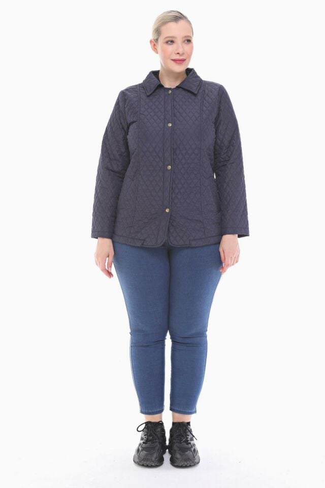 POLO YAKA LACİVERT MEVSİMLİK KAPİTONE MONT