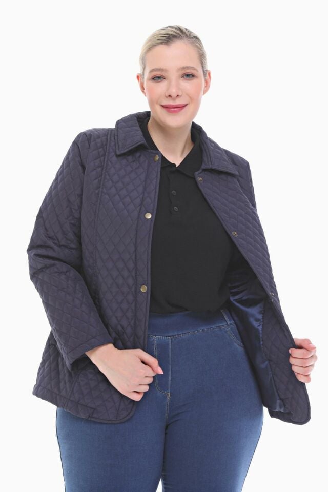 POLO YAKA LACİVERT MEVSİMLİK KAPİTONE MONT